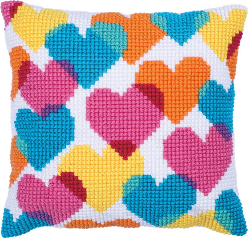 LADYBIRD-HEART COLLAGE CROSS STITCH CUSHION KIT