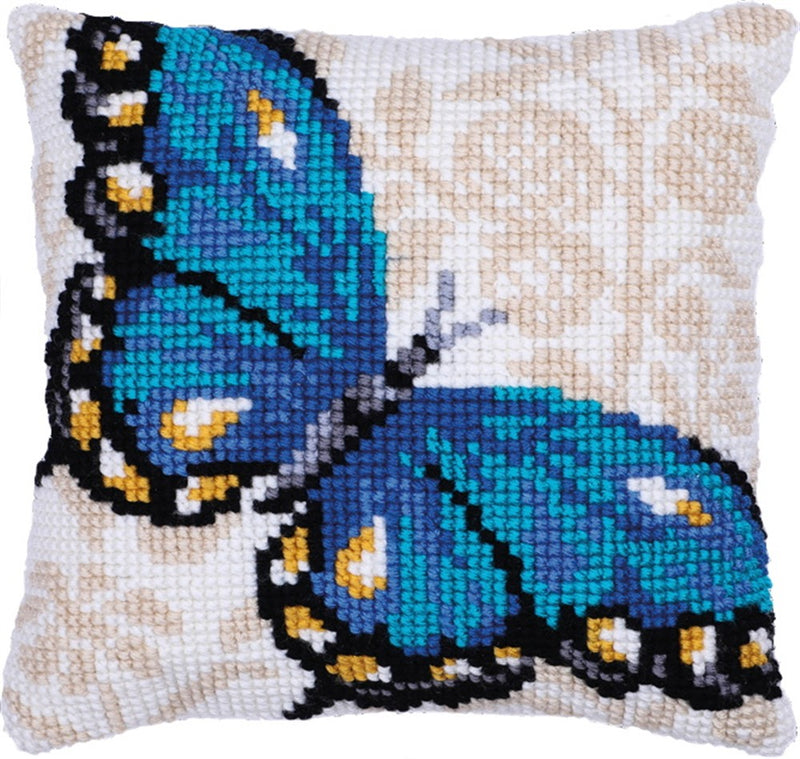 LADYBIRD-BLUE BUTTERFLY CROSS STITCH CUSHION KIT