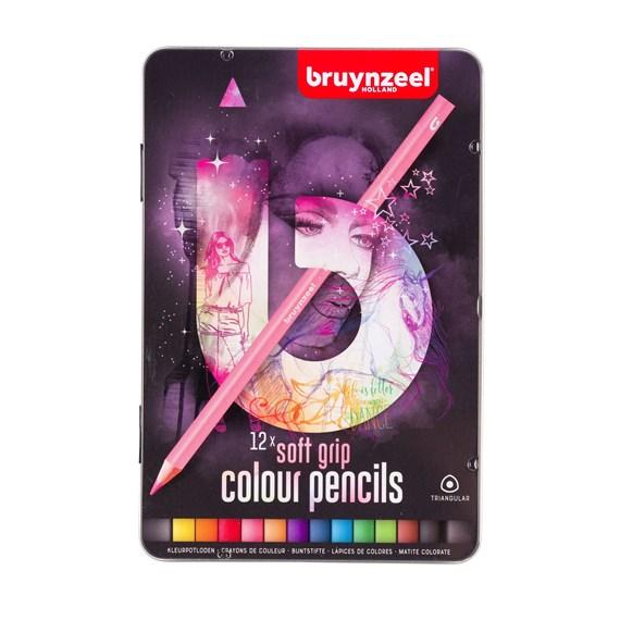 Bruynzeel-Color Pencil 12 Color Triangle In Metal Case-60212002