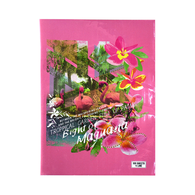 K2B-Note Book 22x16 cm PVC Cover 100 Sheet 4/Line Flamingo-200210