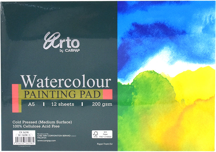 WATER COLOR PAD A5 200G 12SHT - 36298