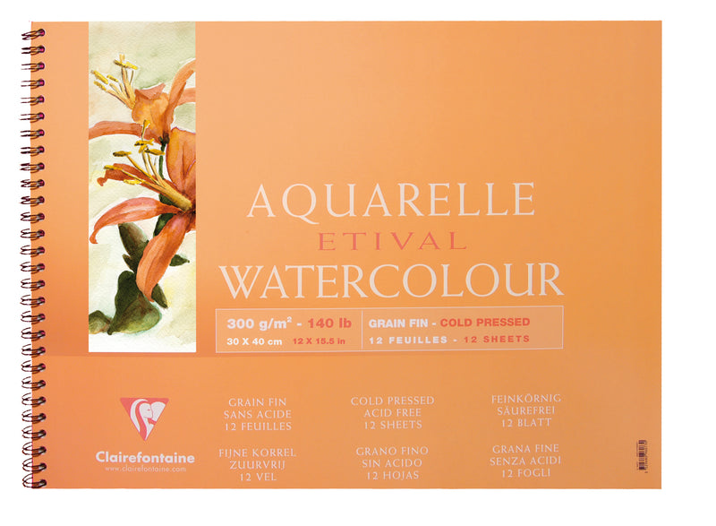Clairefontaine-Water Color Pad 30x40cm 300gsm 12 Sheet-96072