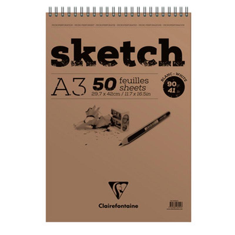 Clairefontaine-Sketch Pad A3 90gsm 50 Sheet-96902