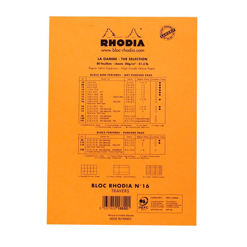Writing Pad A5 80S Lined Rhodia Orange