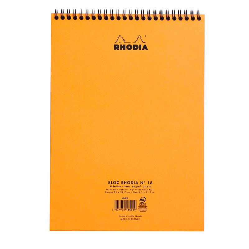 Writing Pad A4 Top Wired 80S Rhodia Orange