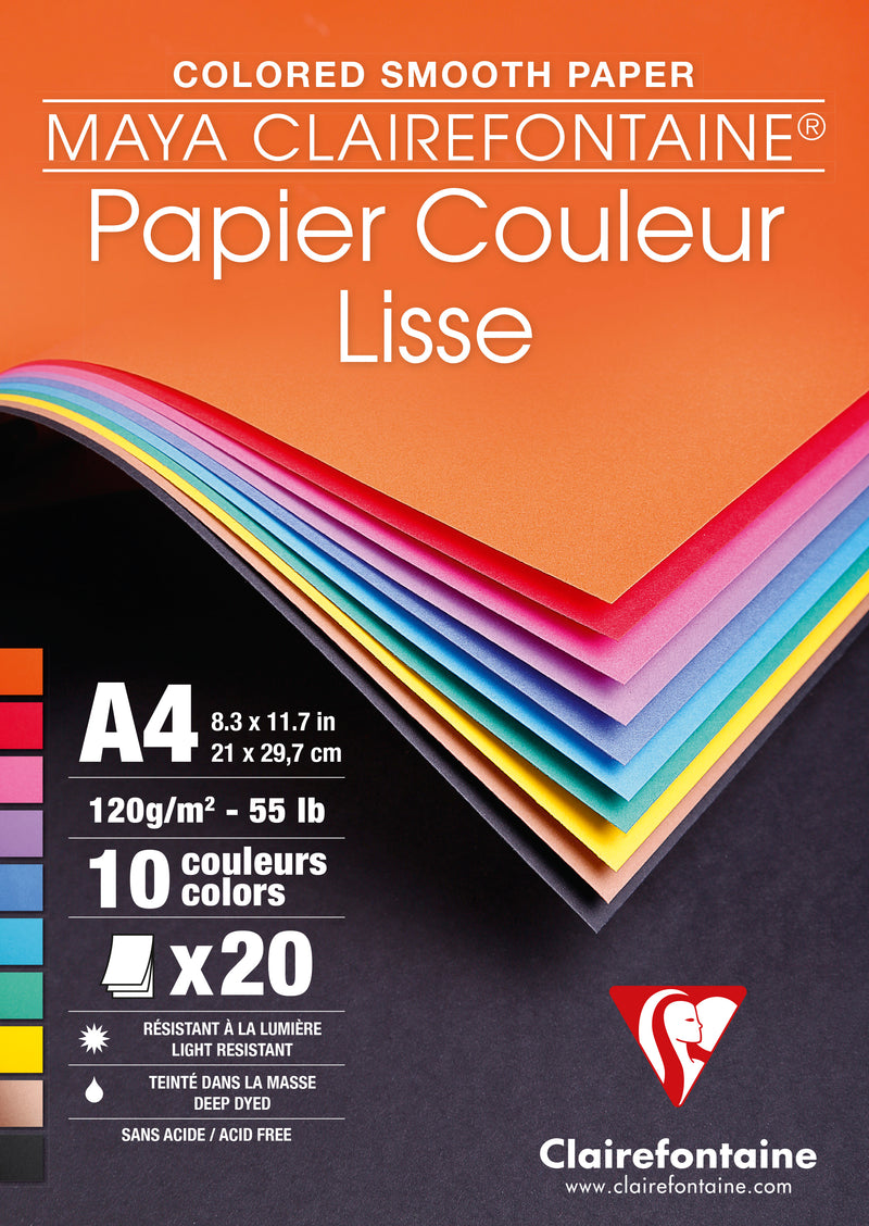 Clairefontaine-Colored Pad A4 120gsm 20 Sheets 10 Colors-97444