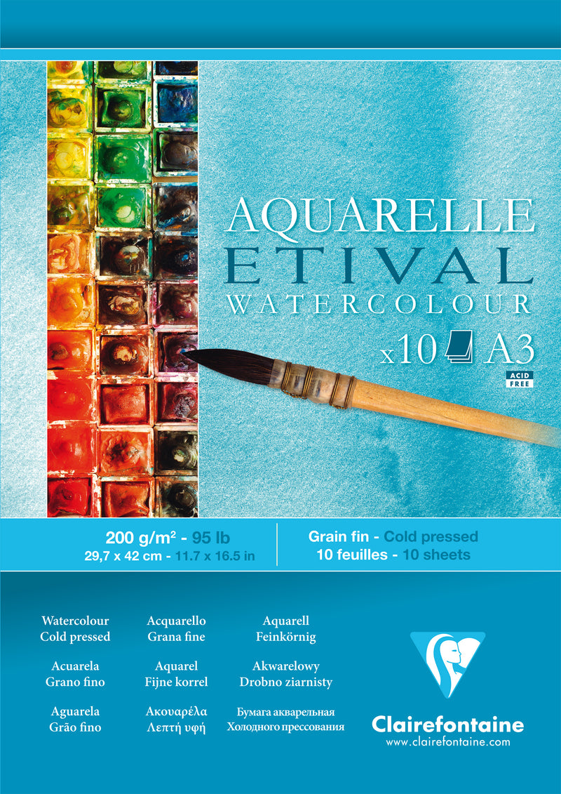 Clairefontaine-Water Color Pad A3 200gsm 10 Sheet-96303