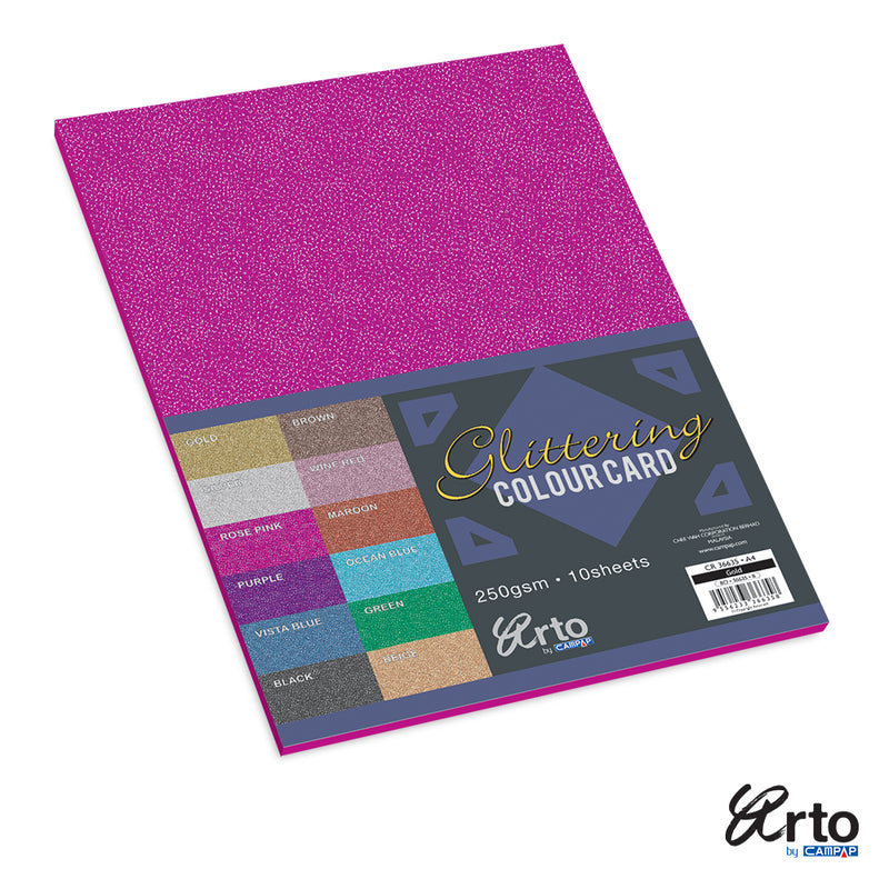 Glittered Paper Card A4 250gsm Pinik10 sheets pack-36637