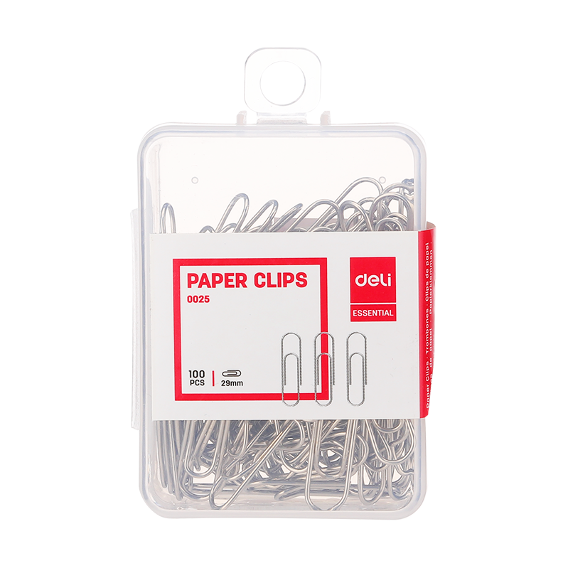 Paper Clip 29mm Steel 100pcs Plastic Case-0025