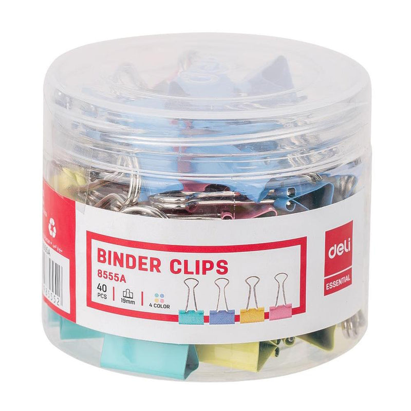Binder Clip 19Mm 40Pcs Astd Clr-8555A