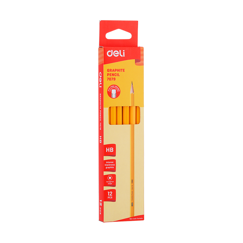 Pencil HB W/Eraser 12 pieces Yellow Body-7079