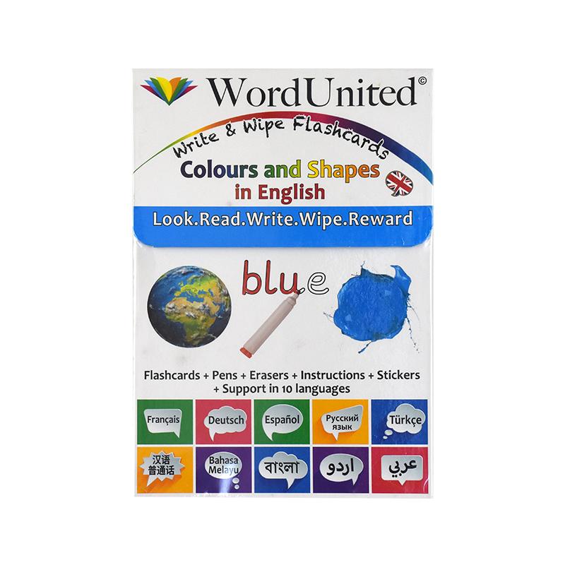 COLOUR&SHAPES IN ENGLISH WRITE&WIPE FLASH CARDS-067*