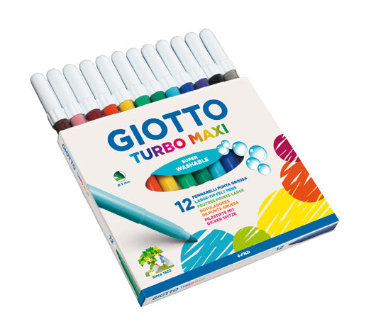 Giotto Fibre Pens 12 Color Turbo Maxi-076200