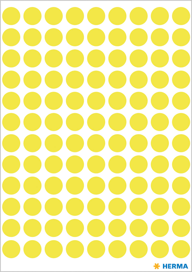 Herma-Vario Sticker Color Dots 8mm Luminous Yellow-1834