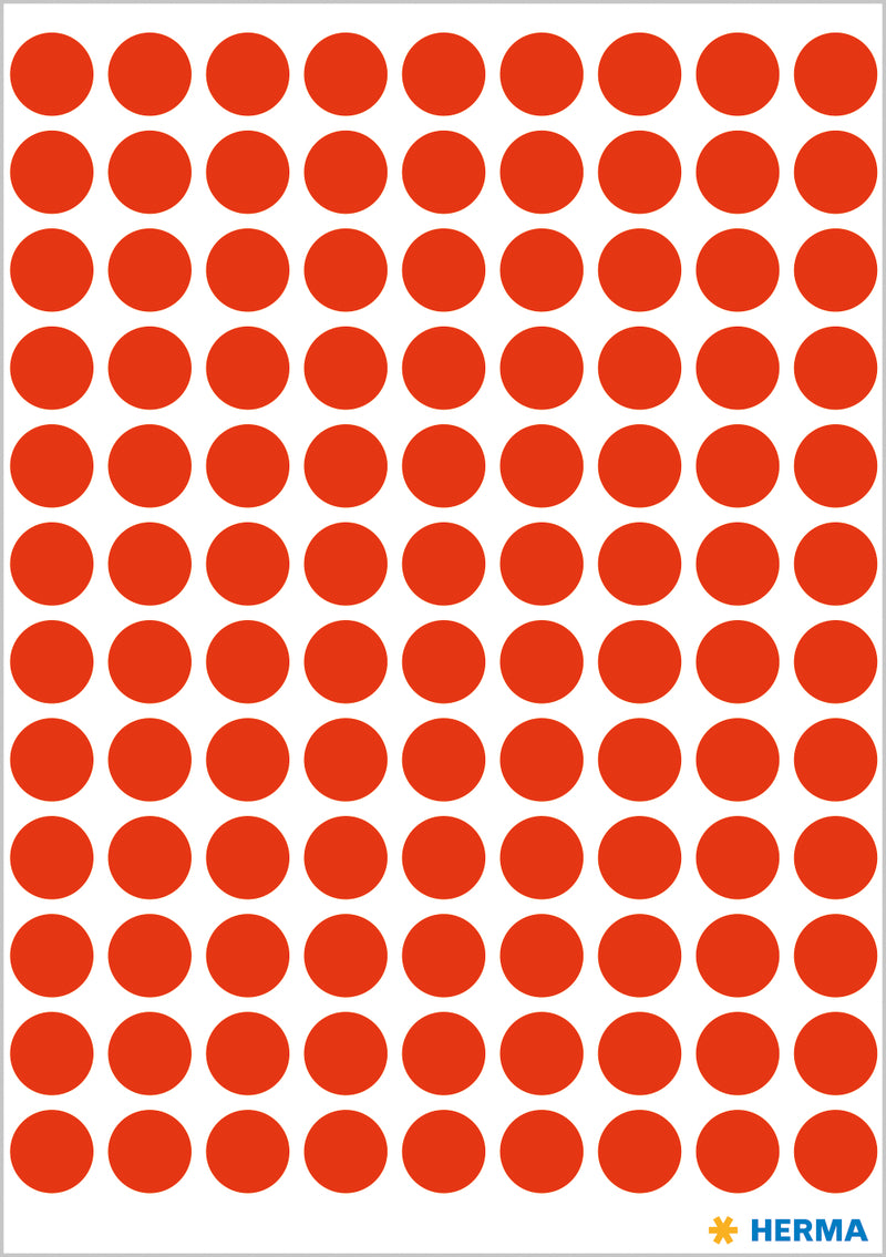 Herma-Vario Sticker Color Dots 8mm Luminous Red-1846