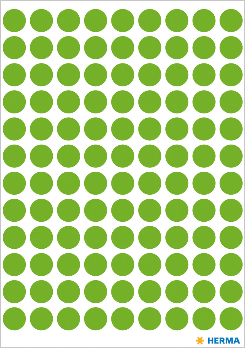Herma-Vario Sticker Color Dots 8mm Luminous Green-1848