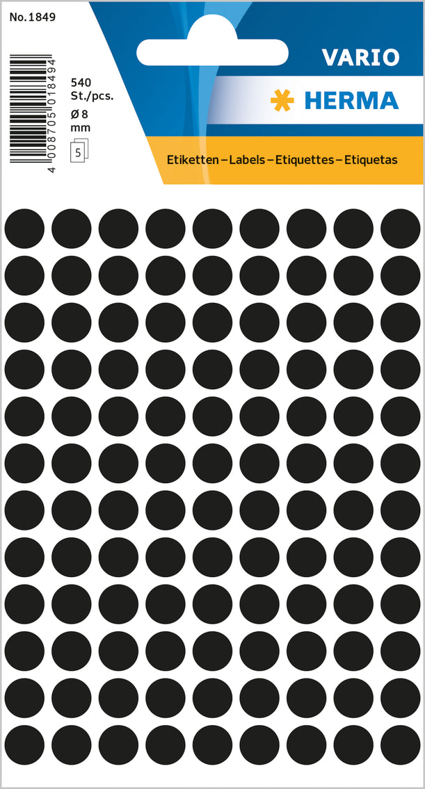 Herma-Vario Sticker Color Dots 8mm Black-1849 – Dubai library distributors