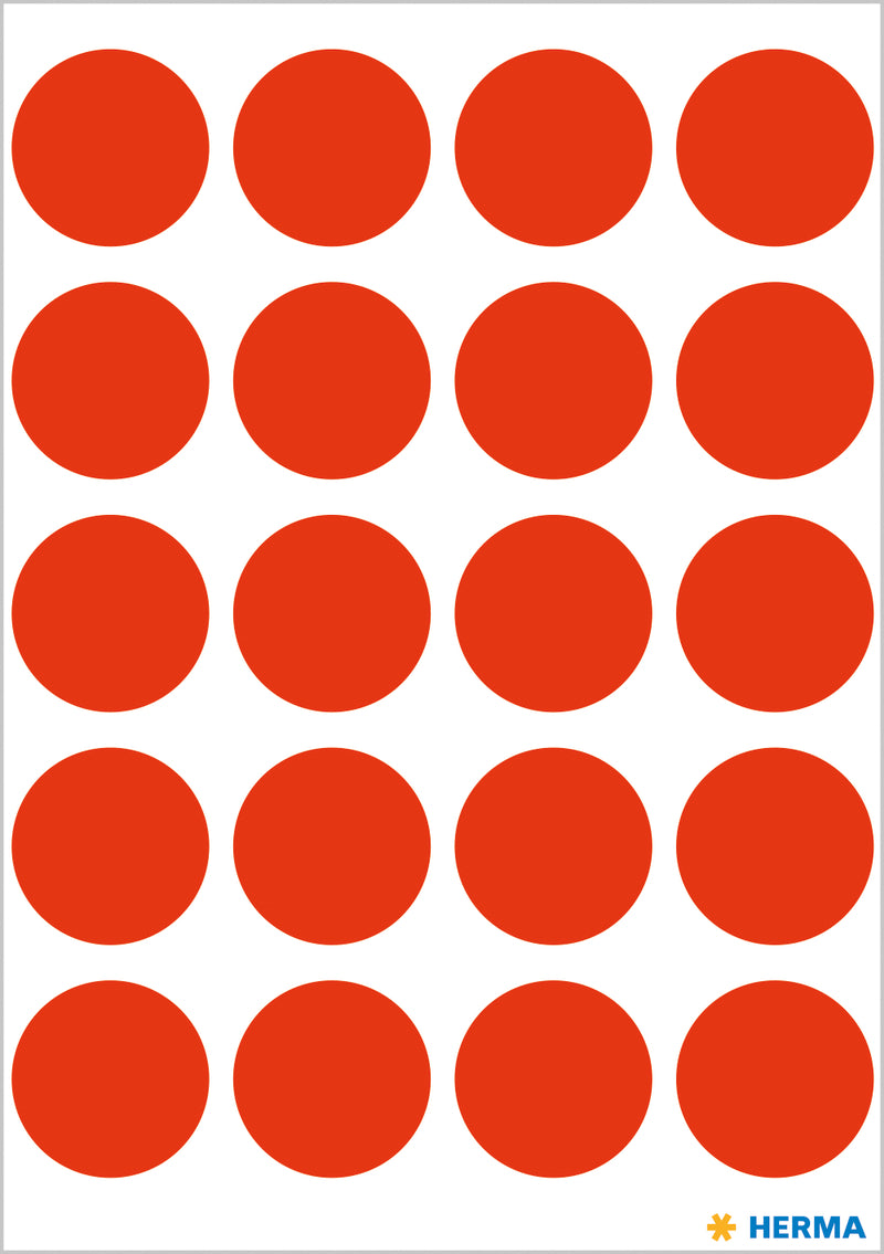 Herma-Vario Sticker Color Dots 19mm Luminous Red-1876