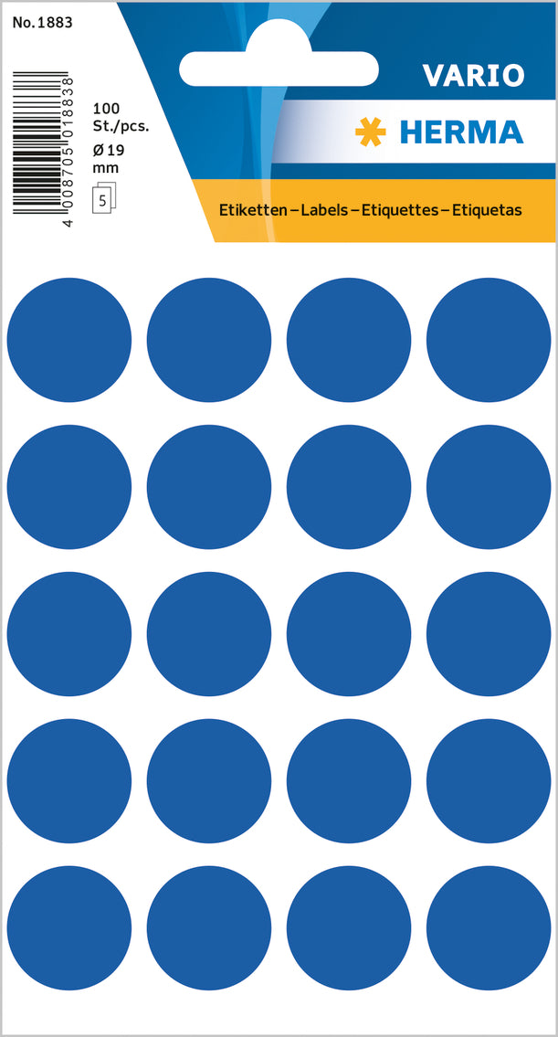 Herma-Vario Sticker Color Dots 19mm Dark Blue-1883