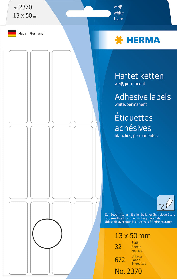 Herma-Multi Purpose Adhesive Labels White 13x50mm-2370