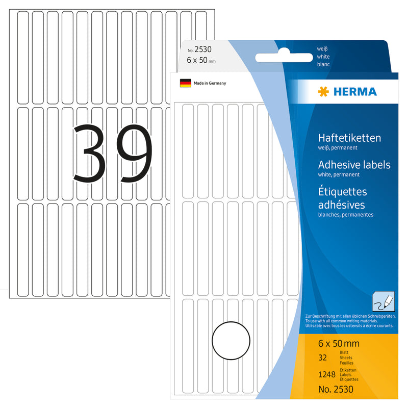 Herma-Multi Purpose Adhesive Labels White 6x50mm-2530