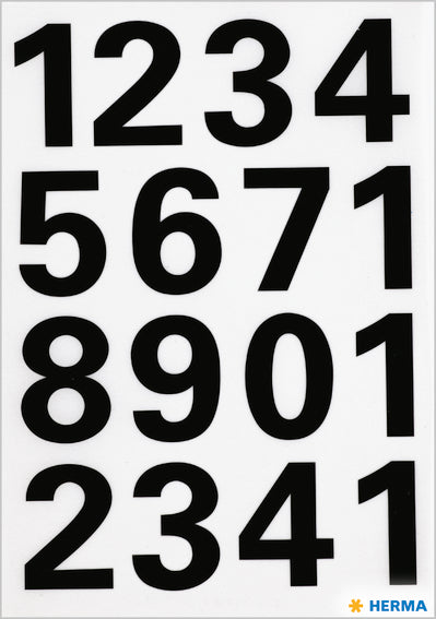 Herma-Vario Sticker Numbers Weather Proof Black 25mm-4168
