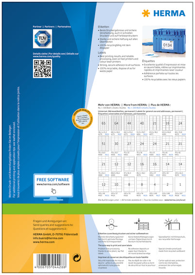 Herma-Premium Label A4 210x297mm White 100 Sheet Pack-4428