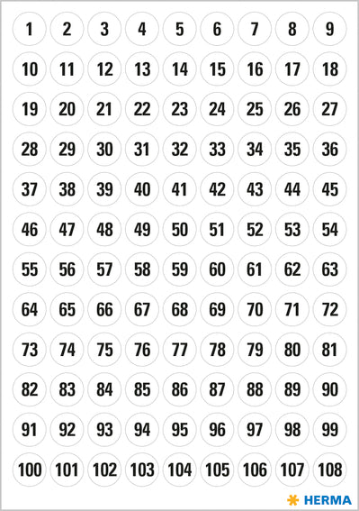 Herma-Vario Sticker 1-540 Numbers-4128