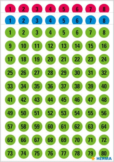 Herma-Vario Sticker 1-160 Numbers Colored-4129
