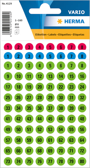 Herma-Vario Sticker 1-160 Numbers Colored-4129
