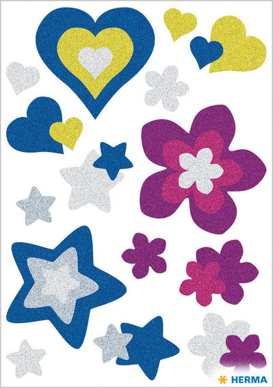 Herma-Magic Sticker Heart/Star/Flowers Glittery-3272