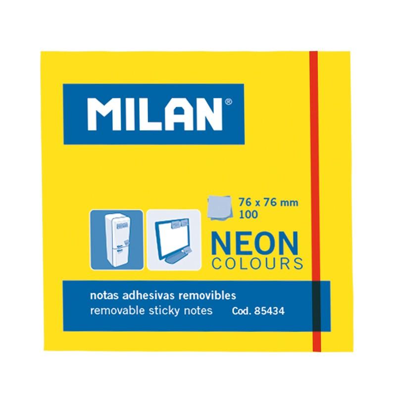Memo Stick Note Neon Yellow 76X76Mm 100'S