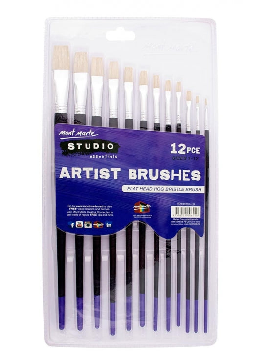 Studio Brush Flat 1-12 12 Pieces-BMSS0002