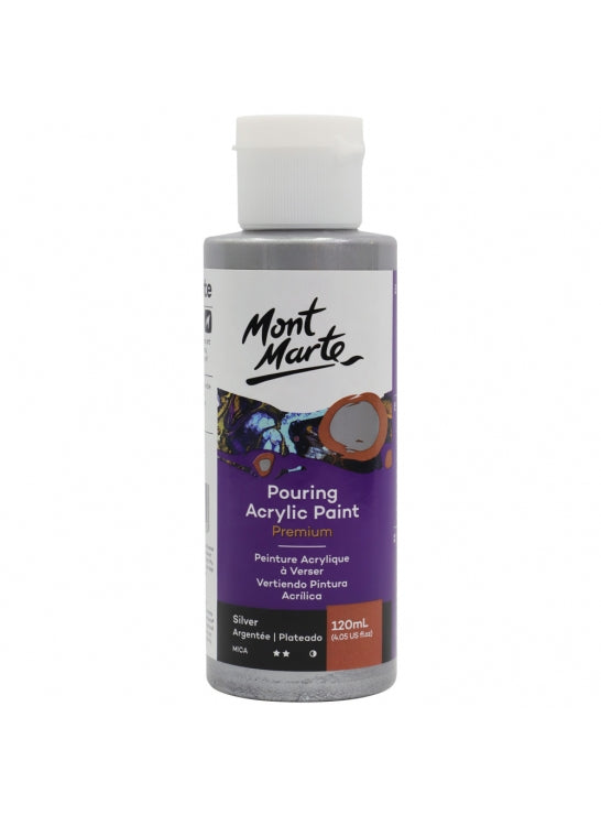 Mont Marte-Pouring Acrylic Paint 120ml Silver-PMPP1202