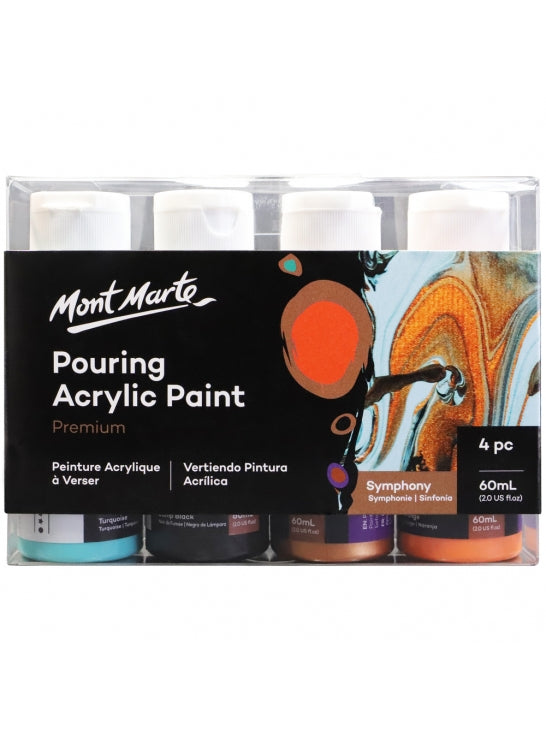 Mont Marte-Pouring Acrylic Paint 4x60ml Symphony-PMPP4201
