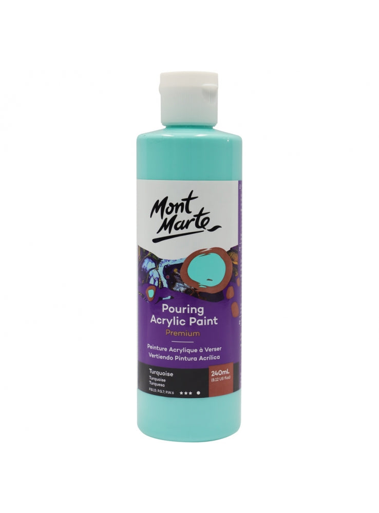 Mont Marte-Pouring Acrylic Paint 240ml Turquoise-PMPP0016