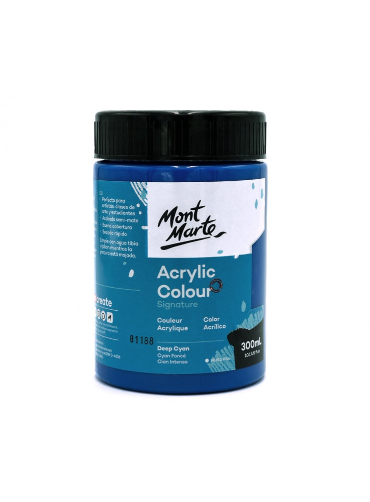 Mont Marte-Acrylic Color 300ml Deep Cyan Blue-MSCH3060