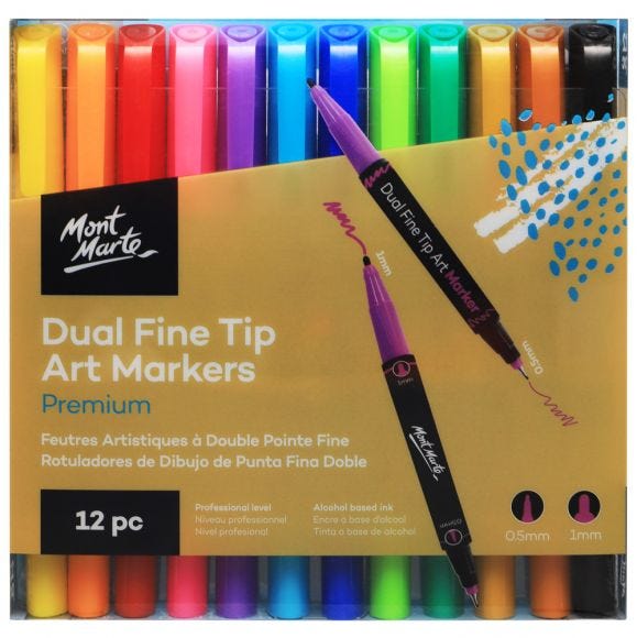 Mont Marte-Art Marker Dual Fine 12 Pieces Alchohol Ink-MMPM0040