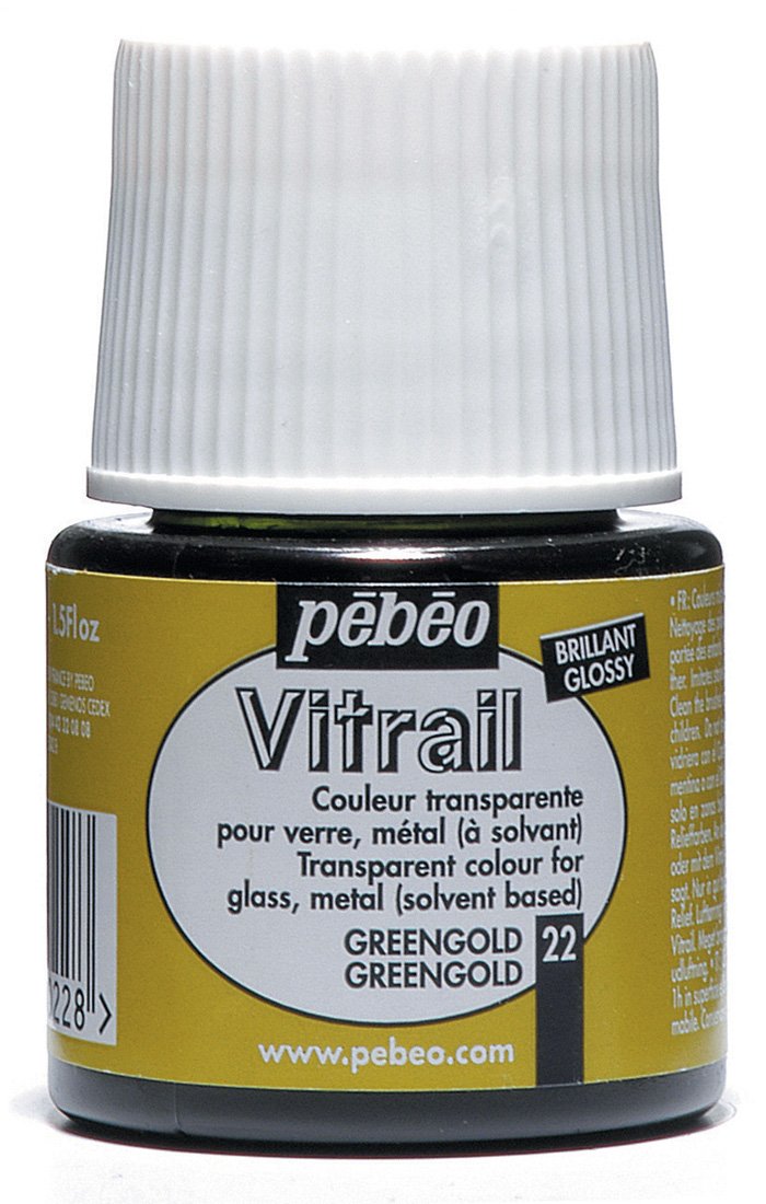 Pebeo Vitrail Glass paint 45ml Green Gold-050022