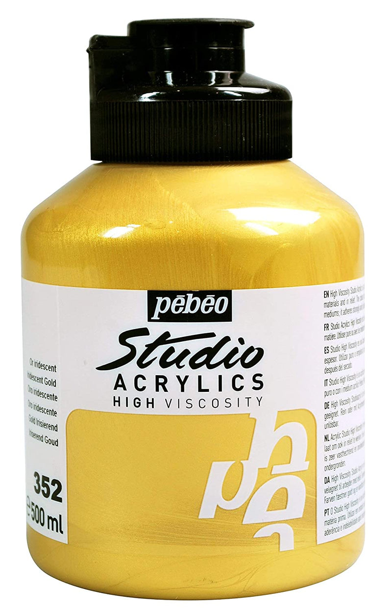 Pebeo : High Viscosity : Studio Acrylic Paint : 100ml : Iridescent Green  Yellow