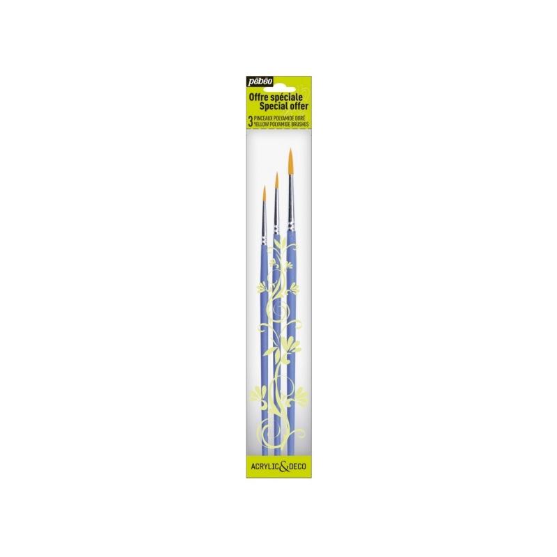 Pebeo-Brush Yellow Polymide 3 Piece Set-951130