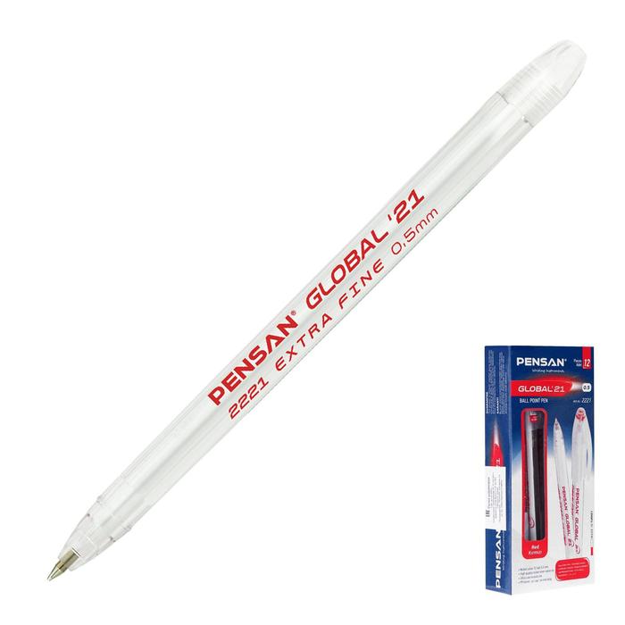 Ball Pen 0.5mm Global Red Ink ( 12 Pieces Pack )