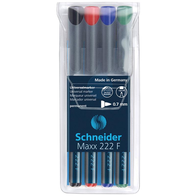 Schneider Universal Permanent Marker 222 Fine- 4 Color Set-112294