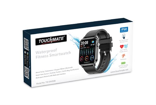 TOUCHMATE WATERPROOF FITNESS SMARTWATCH. 1.4" FULL-TOUCH IPS COLOR SCREEN