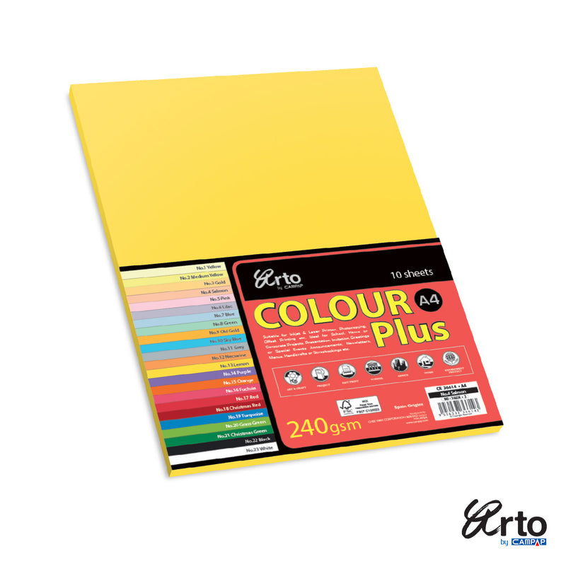 Bristol Color Card A4 240gsm 10 sheets Lemon Yellow-36623