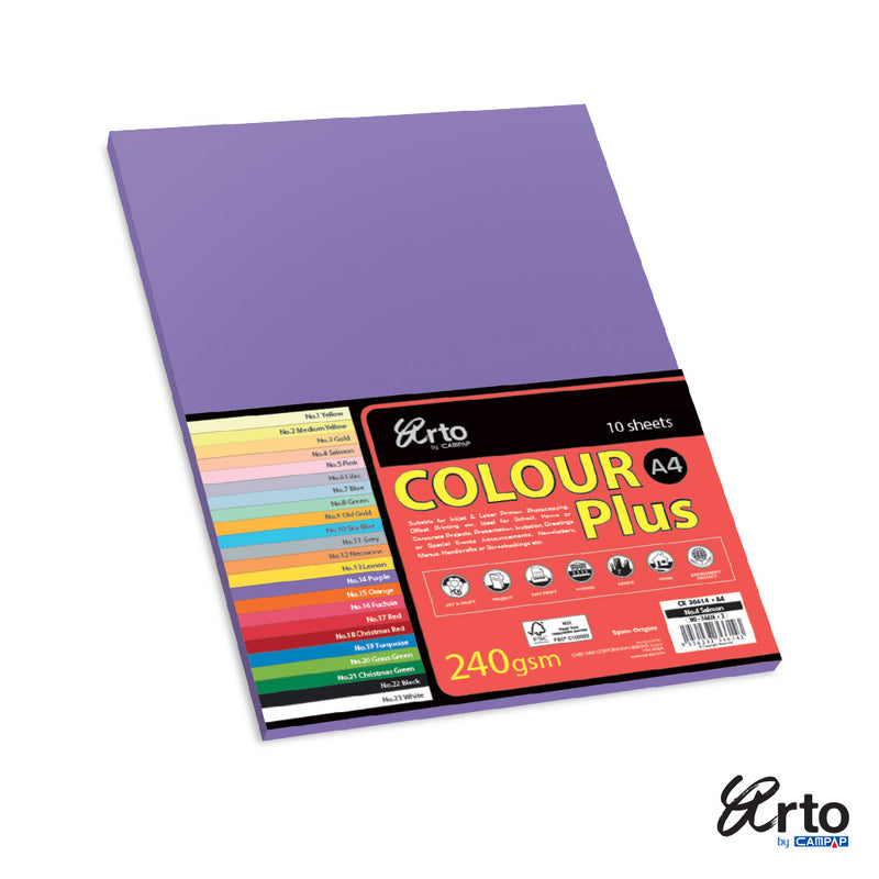 Bristol Color Card A4 240gsm 10 sheets Purple-36624