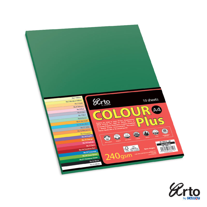 Bristol Color Card A4 240gsm 10 sheets Green-36631